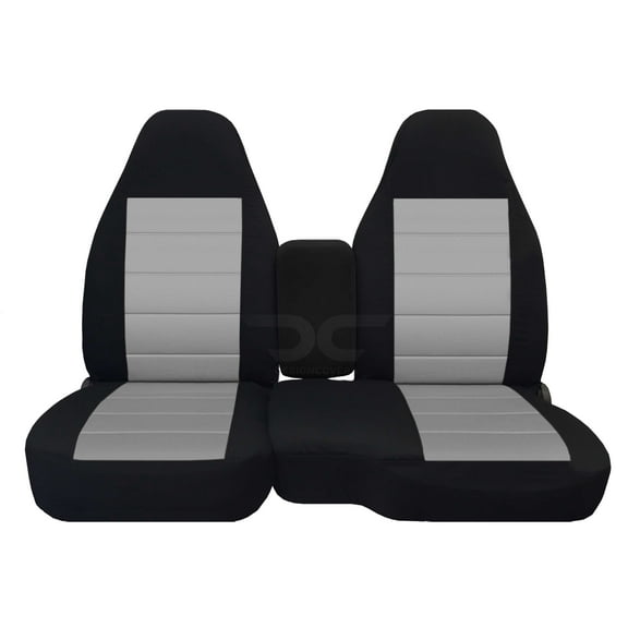 Fits 1991-1997 Ford Ranger Velour Seat Covers(60/40 Bench)w Opening Console:Blk-Silver