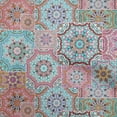 thumbnail image 1 of oneOone Cotton Poplin Pink Fabric Morrocon Tiles Sewing Fabric By The Yard Printed Diy Clothing Sewing Supplies 42 Inch Wide, 1 of 4