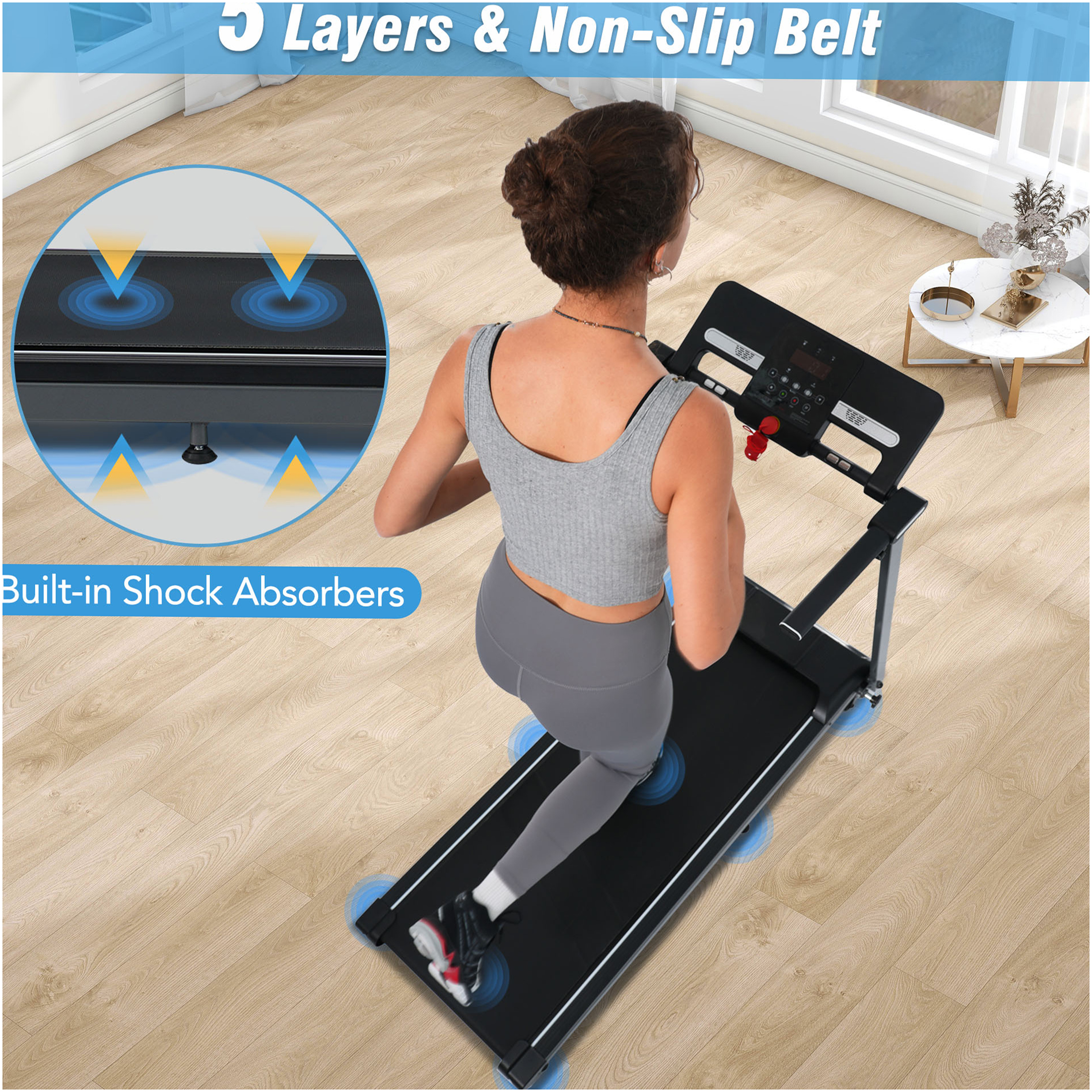 JERFIT 3% Incline Folding Treadmill for Home, 2.5HP Ultra Quiet Walking Pad with Remote, 265lbs Capacity Treadmill for Running, Compact for Office & Apartment