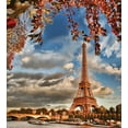thumbnail image 3 of Paris Duvet Cover Set, Eiffel Tower in Autumn Season Fall Leaves and Cloudy Sky, Decorative 3 Piece Bedding Set with 2 Pillow Shams, Calking Size, Burnt Sienna Multicolor, by Ambesonne, 3 of 3
