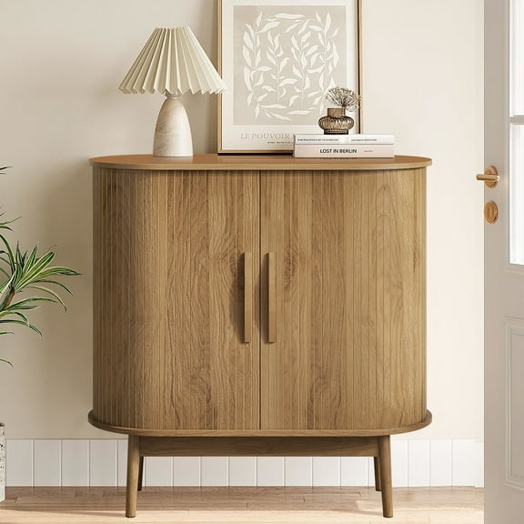 Mid Century Modern Buffet Sideboard Cabinet with Storage, Small Accent Cabinet with Sliding Door, for Living Room, Kitchen