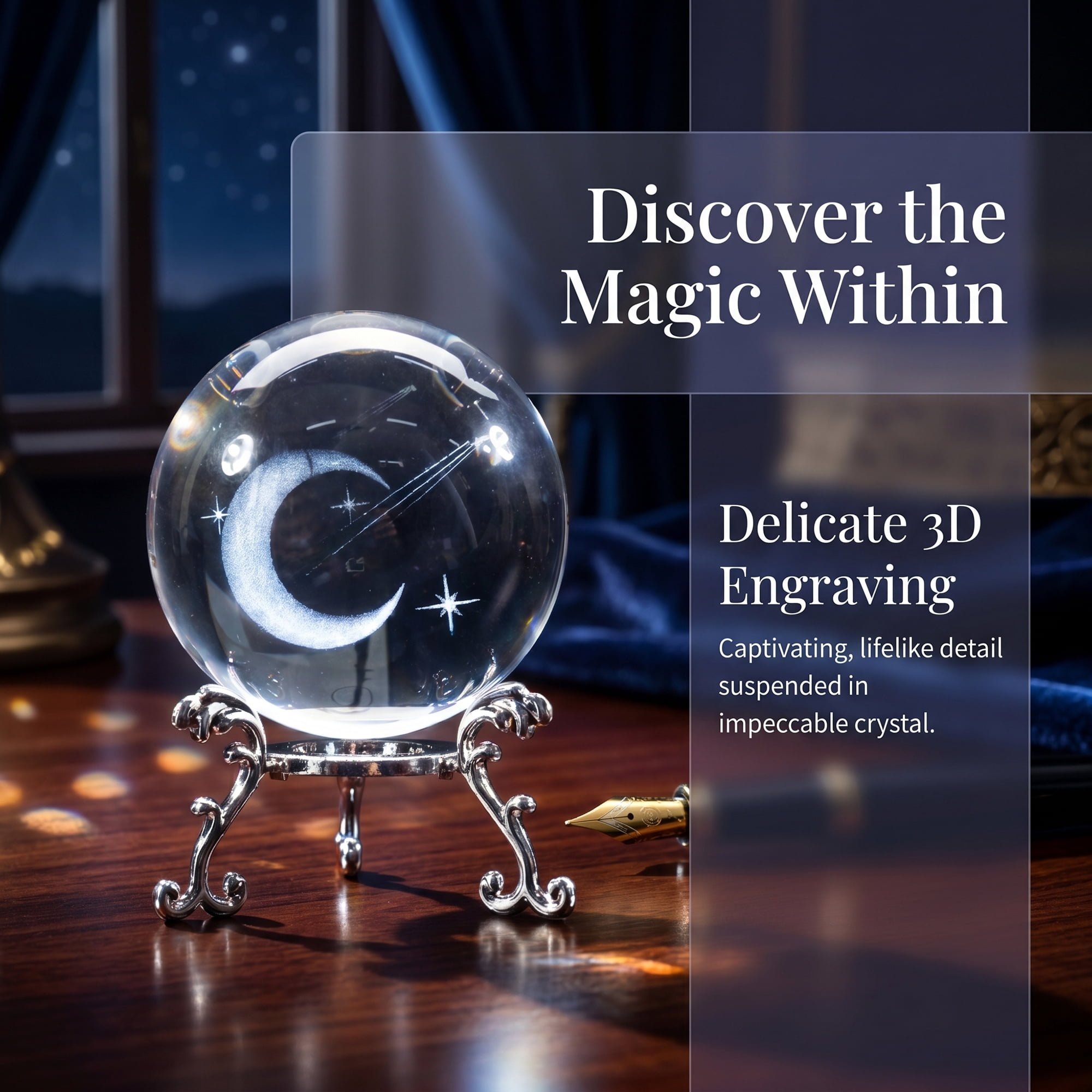 Unique Bargains Crystal Ball Figurine 3D Glass Paperweight with Base Clear Style H