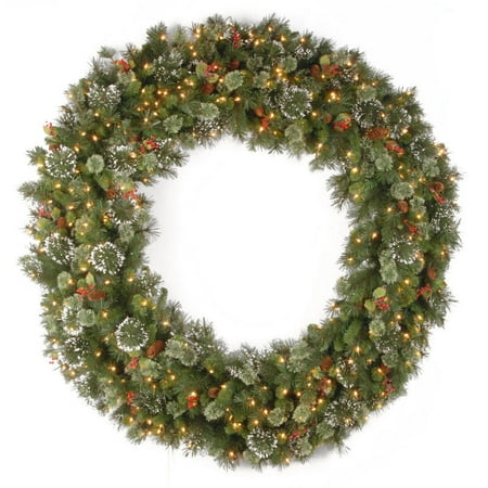 60" Prelit Wintry Pine Artificial Wreath Clear Lights - National Tree Company