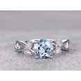 thumbnail image 2 of HeartsAndYou 1.5ct Natural Aquamarine & Diamond Floral Leaf Design Ring 14k SOLID White Gold, 2 of 9
