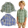 thumbnail image 4 of JUMEYU Toddler Button Down Shirt Kids Outerwear Coats Toddler Boys Shirt Coat Jacket Plaid Long Sleeve Kids Button Tops Outwear 3T 4T (Green,3-4 Years), 4 of 9