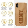thumbnail image 4 of Case Yard Wooden Case Outside Soft TPU Silicone, Slim Fit Shockproof Wood Protective Phone Cover for Girls Boys Men and Women, Supports Wireless Charging US Army Stencil Design case for iPhone-XS-Max, 4 of 7