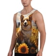 thumbnail image 2 of Pofeuu Cute Corgi Sunflower Print Men's Workout Tank Tops Sleeveless Muscle Gym Shirt Quick Dry-4X-Large, 2 of 7