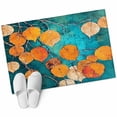 thumbnail image 2 of 2x3 Door Mat Rug, Orange Leaf Non-Skid Rubber Backing Large Rectangle Rugs - Living Room Bedroom Home Office, Abstract Oil Painting Branch Turquoise Indoor Floor Mat Carpets Washable Rug, 2 of 9