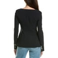 thumbnail image 2 of WeWoreWhat womens  Boatneck Peplum Linen-Blend Blazer Top, 4, Black, 2 of 3
