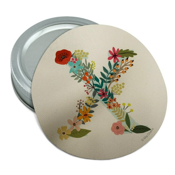 Letter X Floral Monogram Initial Round Rubber Non-Slip Jar Gripper Lid Opener