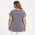 thumbnail image 3 of DARING DIVA Women's Plus Striped Raglan Sleeve Crew Neck T-Shirts Blouses 1X Purple, 3 of 6