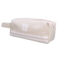 thumbnail image 1 of Large Capacity Pencil Bag Double Layer Canvas Pencil Pen Case Cosmetics Solid Color Zipper Pouch (Beige), 1 of 6