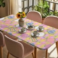thumbnail image 3 of Easter Bunny Table Cloths for 3 Foot Rectangle Tables, Colorful Eggs Spring Leaves Daisy Yellow Pink Plaid Patio Waterproof Elastic Fitted Tablecloths, Washable Rectangular Table Cover for Camping, 3 of 8