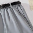 thumbnail image 5 of BYHONG Summer Children's Girls' High Waisted Rolled Edge Wide Leg Pants with Pockets Loose and Versatile Shorts. Grey 10Y, 5 of 6