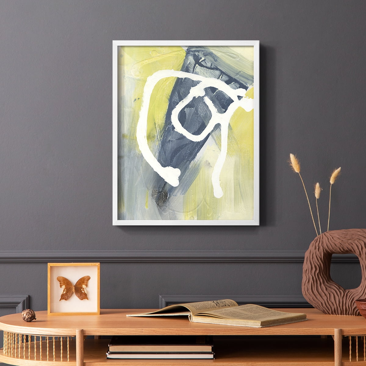 Delightful I Framed Print in White Solid Wood Framed Print No Nail Hanging