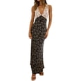 thumbnail image 2 of Coduop Women Deep V Neck Dress Floral Sleeveless Backless Cocktail Party Bodycon Long Dress, 2 of 9