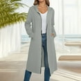 thumbnail image 2 of Wang6 Womens Plus Size Full Zip Hooded Cardigan Black Long Sleeve Long Coat Jacket Lightweight Hoodies Loose Fit Fall Long Outwear Tops with Pocket GY2 XL, 2 of 5