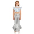thumbnail image 3 of iiniim  Girls Metallic Dance Outfits Latin Jazz Performance Tank Top with Flared Pants Set Disco Party Silver 16, 3 of 7