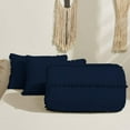 thumbnail image 6 of D.N.G. BEDDINGS 3 Piece Boho Chic Pom Pom Comforter, All Season Down Alternative Bedding Comforter with 2 Pillow Shams (Oversized Super King Size, Navy) 800 Thread Count, Egyptian Cotton., 6 of 6
