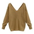 thumbnail image 4 of Gold Sweatshirt for Women's Two Piece V Neck Knotted Over Open Back Knit Sweater Topdacron Women Fall Clothes, 4 of 4