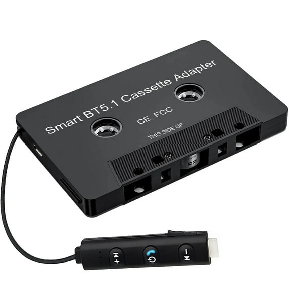 Matxabr Car Audio Bluetooth Wireless Cassette Receiver, Bluetooth 5.1 Car Audio Stereo Cassette Vehicle Tape Converter Cassette, Work While Charging Black