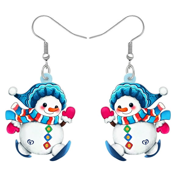 Christmas Fun Skating Snowman Earrings Acrylic Colorful Snowman Dangle Jewelry For Women Party Gifts