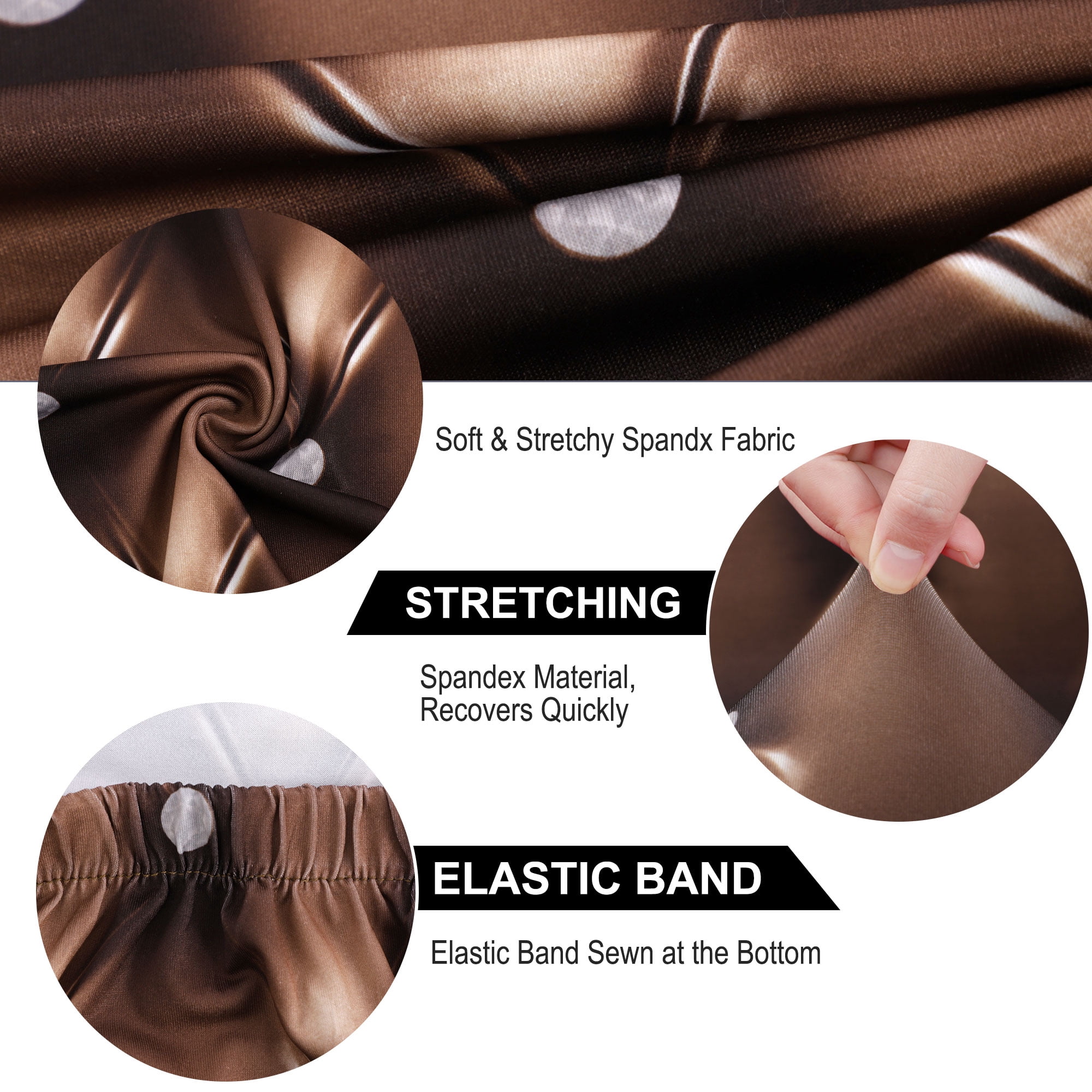 Unique Bargains Stretch Polyester Washable Dining Chair Covers Slipcovers Coffee 6 Pcs