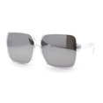 thumbnail image 2 of Womens Minimalist Rectangular Mod Butterfly Plastic Sunglasses Clear Silver Mirror, 2 of 4