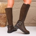 thumbnail image 5 of QSAWXQZ Women's Buckle Knee High Riding Boots Round Toe Low Heel with Side Zipper 9.5, 5 of 9