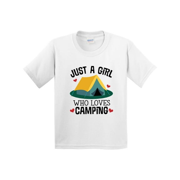 Inktastic Just a Girl Who Loves Camping Youth T-Shirt