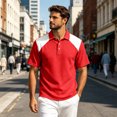 thumbnail image 2 of Trgacdwlo Linen Polo Shirts for Men Patchwork Raglan Shirts for Men Short Sleeve Summer Breathable Sun Protection Golf Polo Shirts for Men, 2 of 7