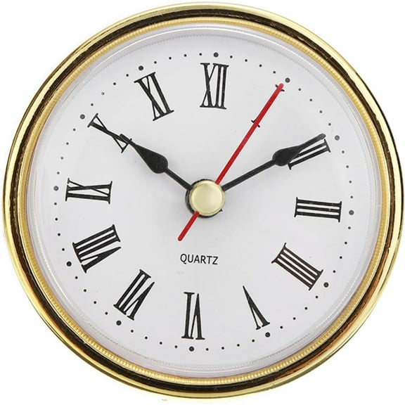 Classic Clock Craft Quartz Movement 2-1/2 (65mm) Round Clocks Head Insert Roman Number fenze Home Decor (Gold Trim, Battery Not Include)