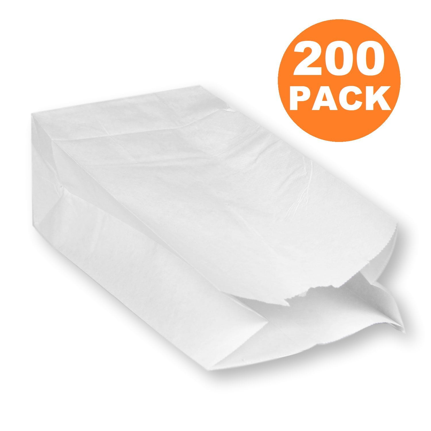 Fit Meal Prep 6 LB 11 x 6 x 3.5 White Paper Bags Grocery Lunch Retail Shopping Durable Bleached Barrel Sack, 200 Pack