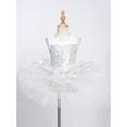 thumbnail image 3 of CHICTRY Kids Girls Teens Sequins Ballet Tutu Dance Leotard Dress Ballerina Gymnastics Leotard Dance Wear White 14, 3 of 7