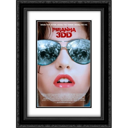 Piranha 3DD 18x24 Double Matted Black Ornate Framed Movie Poster Art