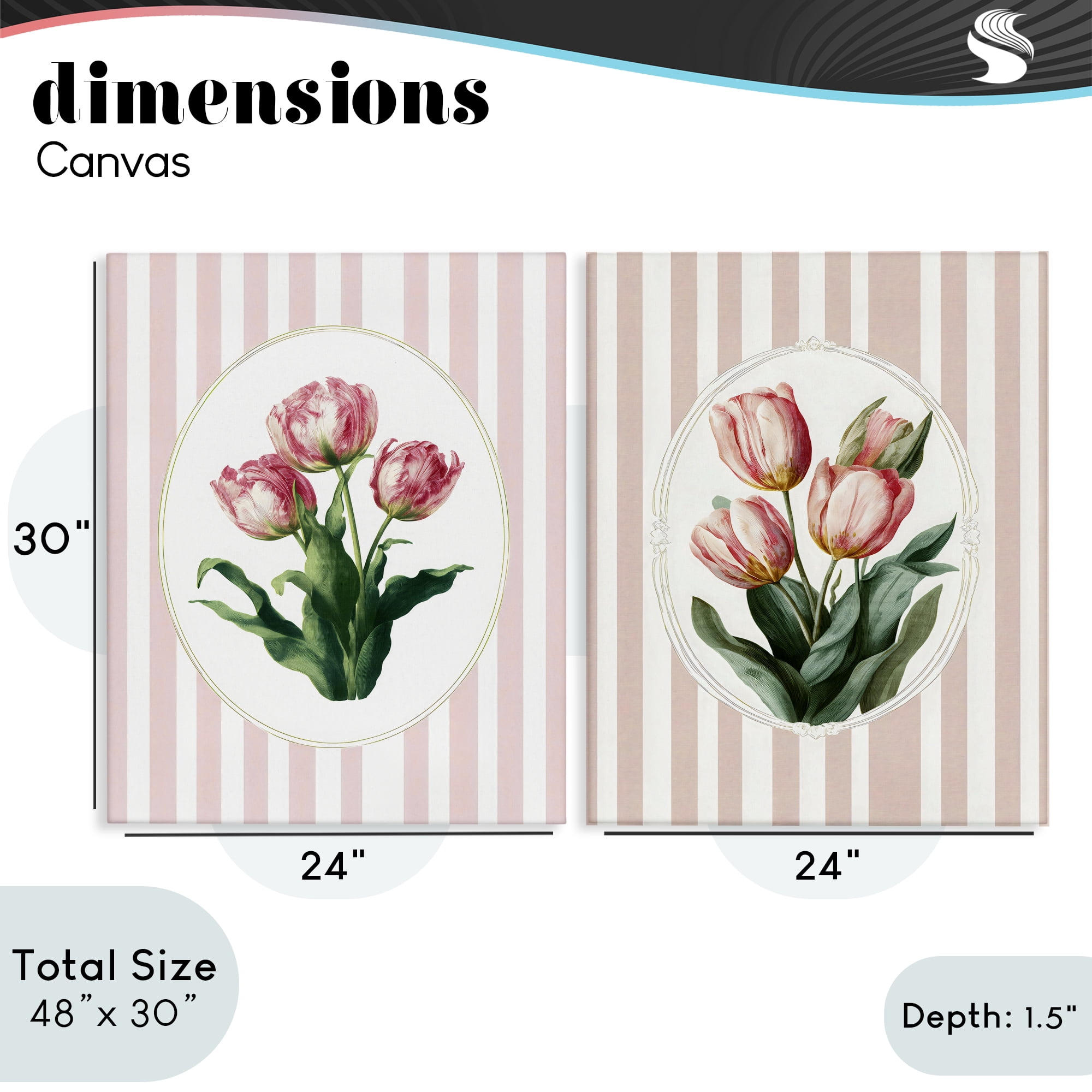 Stupell Industries Blush Tulips on Stripes 2 Piece Canvas Wall Art Set, design by Ink Drop Loft