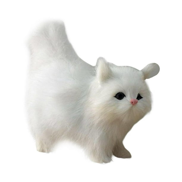 Simulación de Decoración de gatos de peluche Hugo estatuilla de animales Blanco