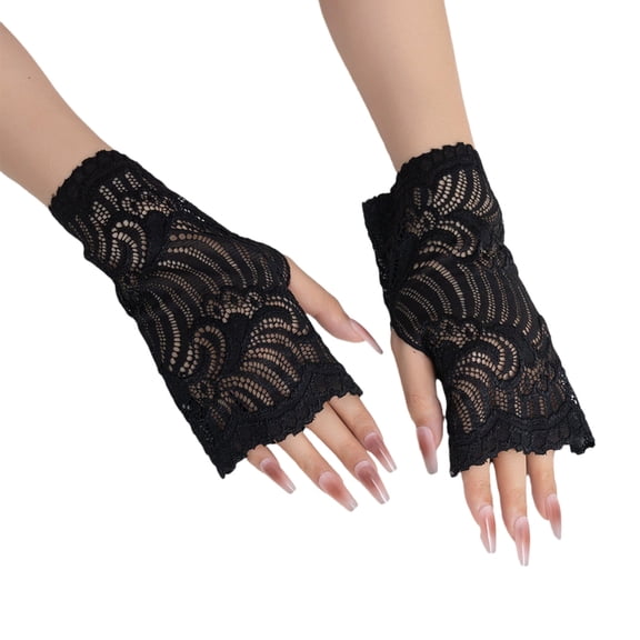 ROZYARD Stylish Lace Flower Cuffs SleevesSoft Stretchable Wrist Covers Elegant Gloves