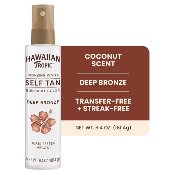 Hawaiian Tropic Self Tanning Water, Deep Bronze Self Tanner Spray, Sunless Tanner, 6.4 oz