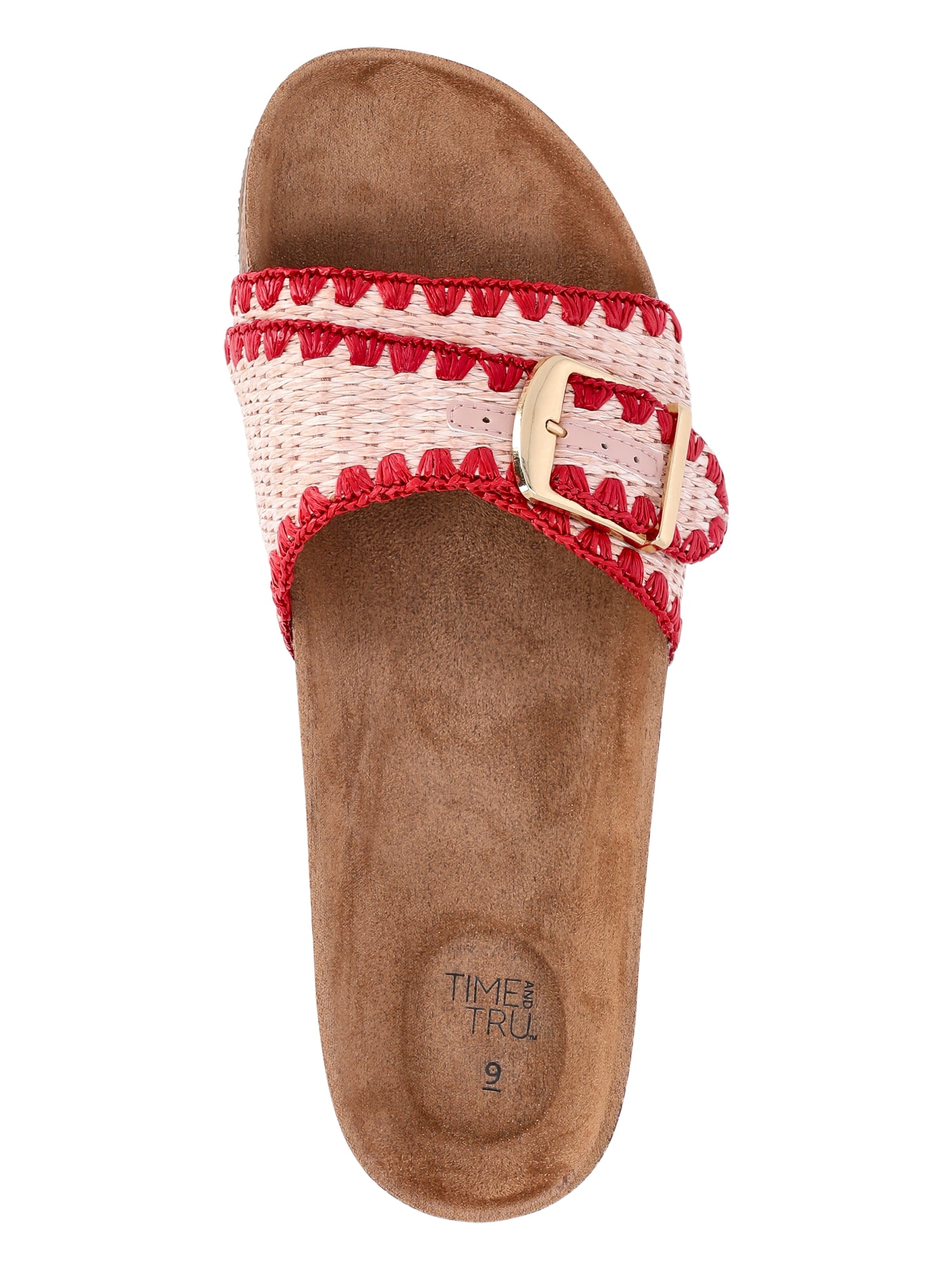 Time and Tru Women's One Buckle Footbed Slide Sandals
