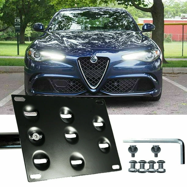 Xotic Tech For Alfa Romeo Stelvio 2018 2019 Front Bumper Tow Hook License Plate No Drill Black Mounting Bracket Adapter Kit Walmart Com Walmart Com