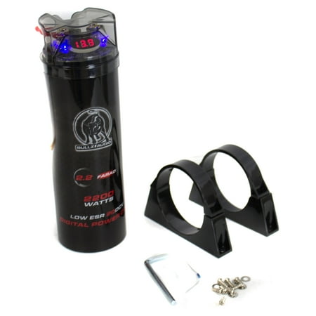Power Station Capacitor - BULLZ AUDIO 2200 Watt 12 Volt BCAP Digital Car Power 2.2 Farad Capacitor