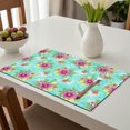 thumbnail image 6 of Placemat, Pioneer Flower Floral Print Pattern Place Mats Table Mat Set Of 2, PVC Washable Placemats for Party Kitchen Dining Decoration, 18x12 Inch, Fade Resistant, 6 of 6
