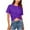 Purple, variant on Tops for Women Causal Short Sleeve Blouse Round Neck Crop Trendy Twist Front T-Shirt Slim Fitted Cropped Tees