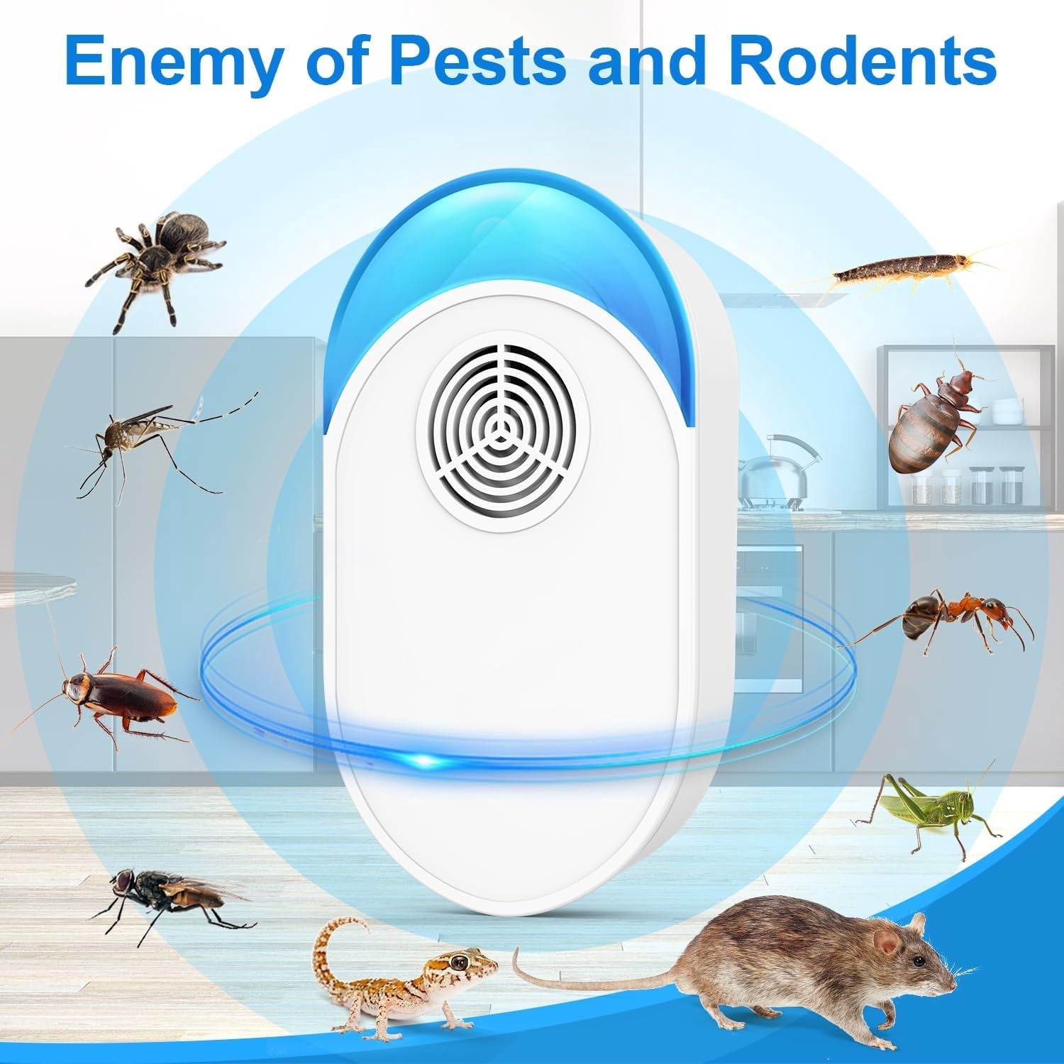 Ultrasonic Pest Repeler 6 Packs, Indoor Mosquito Repelent for Mouse, Rodent, Roach, Bugs, Mice, Spider, Electronic Pest Control Plug in for House, Garage, Warehouse, Hotel