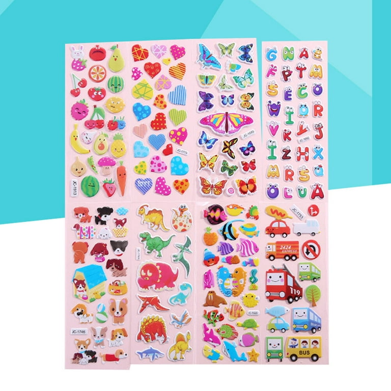CAFFAINA Kids Stickers 4 Sheets Puffy Bulk Stickers Drawing Toy