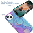 thumbnail image 6 of Allytechgroup Ultra Slim Case for iPhone 15 wth Fashion Marble Pattern, Foldable Ring Kickstand Magnetic Cover Support Wireless Charging Full Body Protection Shockproof Case - Blue, 6 of 6