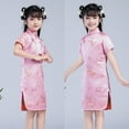 thumbnail image 5 of EnJoCho Girls 𝖥loral Cheongsam Chinese Traditional Dress Kids Modern Sleeveless New Year Qipao Stand Collar Side Split Outfits Traditional Chinese Dress Kids Cheongsam 𝖥loral, 5 of 5