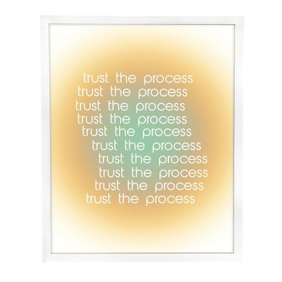 CUR8 16X20 "Trust" Printed Glass Float Wall Art for Back to College, Dorm Room and Teen Room Décor