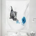 thumbnail image 1 of Cat Tapestry, Playful Kitten with Ball of Yarn Furry Animal Domestic Feline Pets Art, Fabric Wall Hanging Decor for Bedroom Living Room Dorm, 5 Sizes, Grey Blue, by Ambesonne, 1 of 1